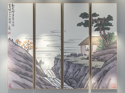 Chinese Landscape Painting Decorative Painting 3d model