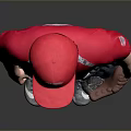 Young Boy in Red Dragons Baseball Uniform Holding Glove Red Cap Gray Pants Silver Shoes