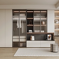 Dressing table wardrobe integrated cabinet combination 3d model