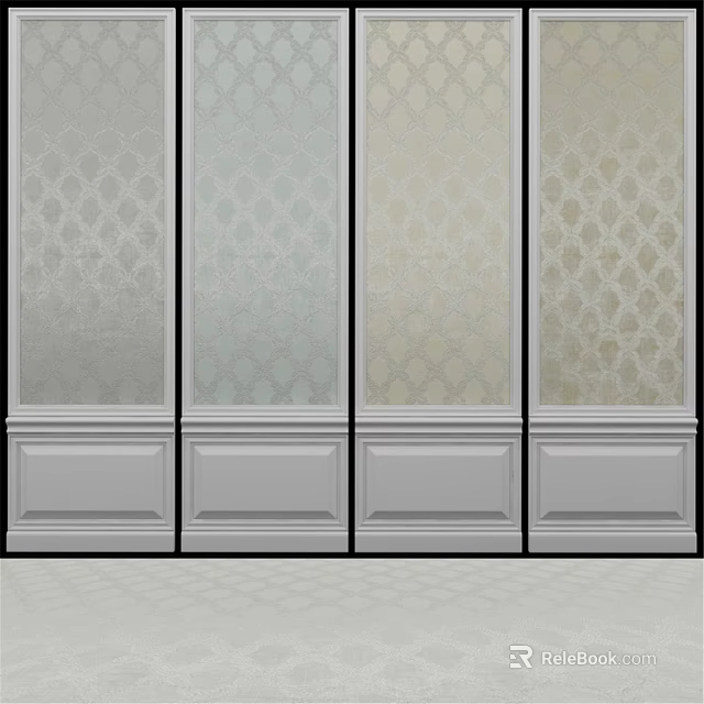 Decorative Wall Panels With Geometric Patterns Textured Surfaces And Base Trim For Interior Design 3d model 