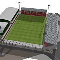 Football Stadium With Red Stands WFC Letters Green Pitch And Floodlight