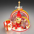 Coca-Cola Red Event Entrance With Large Bottle Structure Cartoon Characters Lanterns Purple Flowers Neon Lights