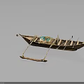 Traditional Handcrafted Wooden Boat With Decorative Elements And Wooden Oars