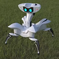 Smart Machine Featuring White Futuristic Design and Multiple Mechanical Legs with Blue Sensors