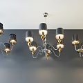 Modern Black And Gold Chandeliers With Shades And Metal Frames