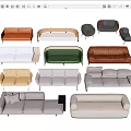 Modern Sofa Set With Various Colors And Multiple Upholstered Styles 3d model
