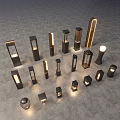 Various Styles of Illuminated Outdoor Lights Displayed on Gray Floor Surface