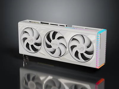 High Performance White Graphics Card With Triple Fans And RGB Lighting 3d model