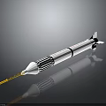 Modern Military Missile With White Body Black Stripes Yellow Tip And Tail Fins Design