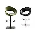 Modern Green And Black Bar Stools With Rounded Backrest And Metal Base 3d model