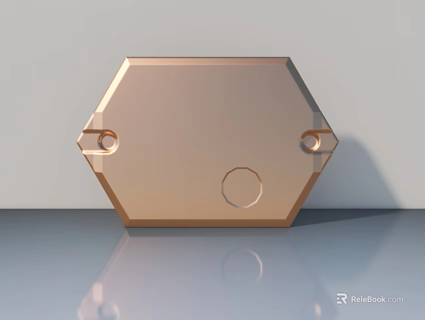 Glossy Copper Metal Swing Door Panel With Hexagonal Shape And Circular Holes 3d model 