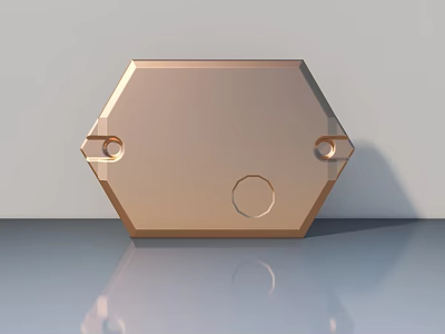 Glossy Copper Metal Swing Door Panel With Hexagonal Shape And Circular Holes 3d model