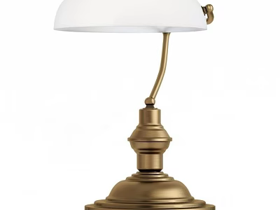 Classic Table Lamp With White Lampshade And Brass Base Adjustable Arm 3d model