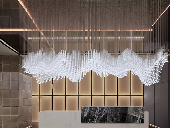 Modern Front Desk Chandelier Hotel Chandelier Hotel Space 3d model