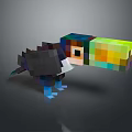 Pixel Art 3D Toucan Character With Colorful Beak And Feather Details