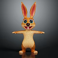 Cute Cartoon Rabbit Character With Big Ears Blue Eyes And Open Arms