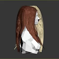 Game and Movie Character Head Models With Blonde and Red Long Hair Polygonal Design