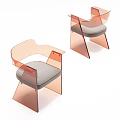 Modern Leisure Chair With Transparent Acrylic Frame And Gray Padded Seat