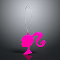Pink Female Silhouette Charm With Silver Loop For Clothing Accessories