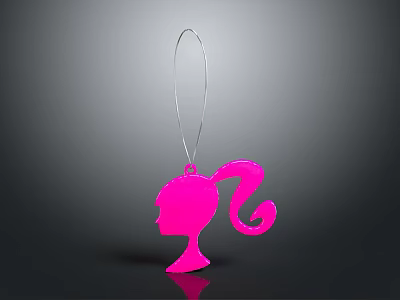 Pink Female Silhouette Charm With Silver Loop For Clothing Accessories 3d model