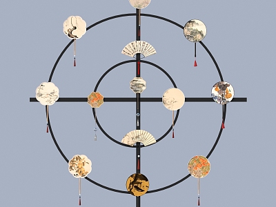 Fan Paper Fan Round Fan Chinese Fan 3d model
