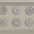 Six Decorative Circular Rosettes With Various Floral Patterns Arranged In Light Colored Frame 3d model