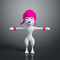 Animated Game Character With White Body Pink Hat Playful Expression And Outstretched Arms