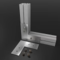 Silver Metal Hardware Tools Featuring L Shaped Brackets And Wheeled Components 3d model