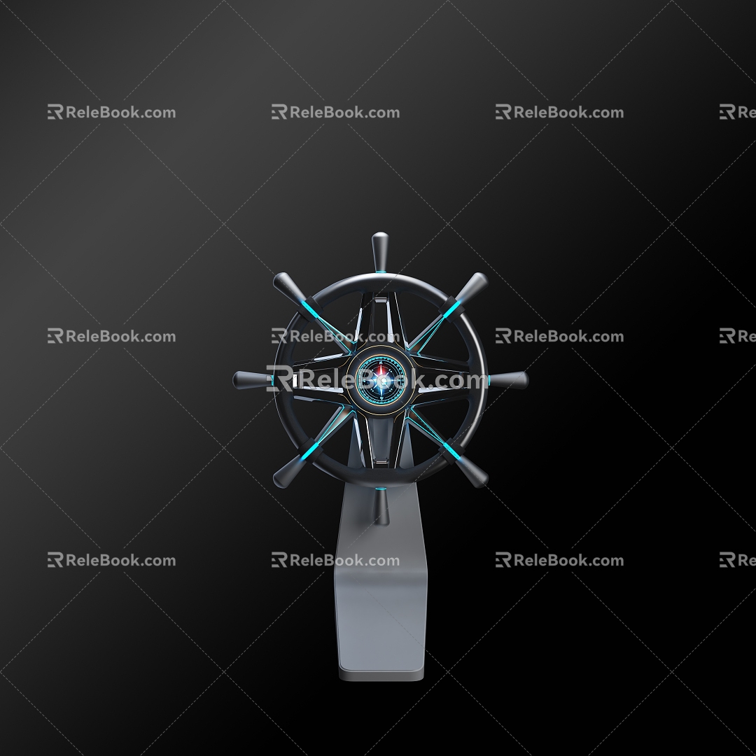 Technology ship rudder spacecraft steering wheel 3d model