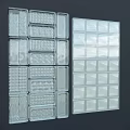 Modern Wall Design Composed of Transparent Plastic Trays in Grid Pattern 3d model