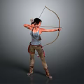 Female Archer Drawing Bow and Aiming Arrow in Tactical Outfit Ready for Action