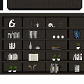 Dark Wood Bookshelf Design With Books Decorative Vases And Photo Frames