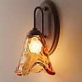 Vintage Style Wall Lamp With Amber Textured Shade And Metal Base