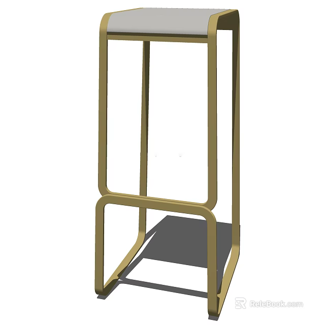 Sleek Gold Metal Frame Bar Stool With Modern Minimalist Design 3d model 