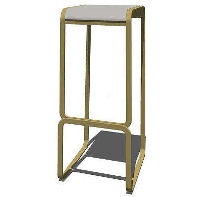 Sleek Gold Metal Frame Bar Stool With Modern Minimalist Design 3d model