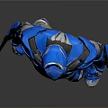 Futuristic Blue Mech Armor With Metallic Plates And Mechanical Arms