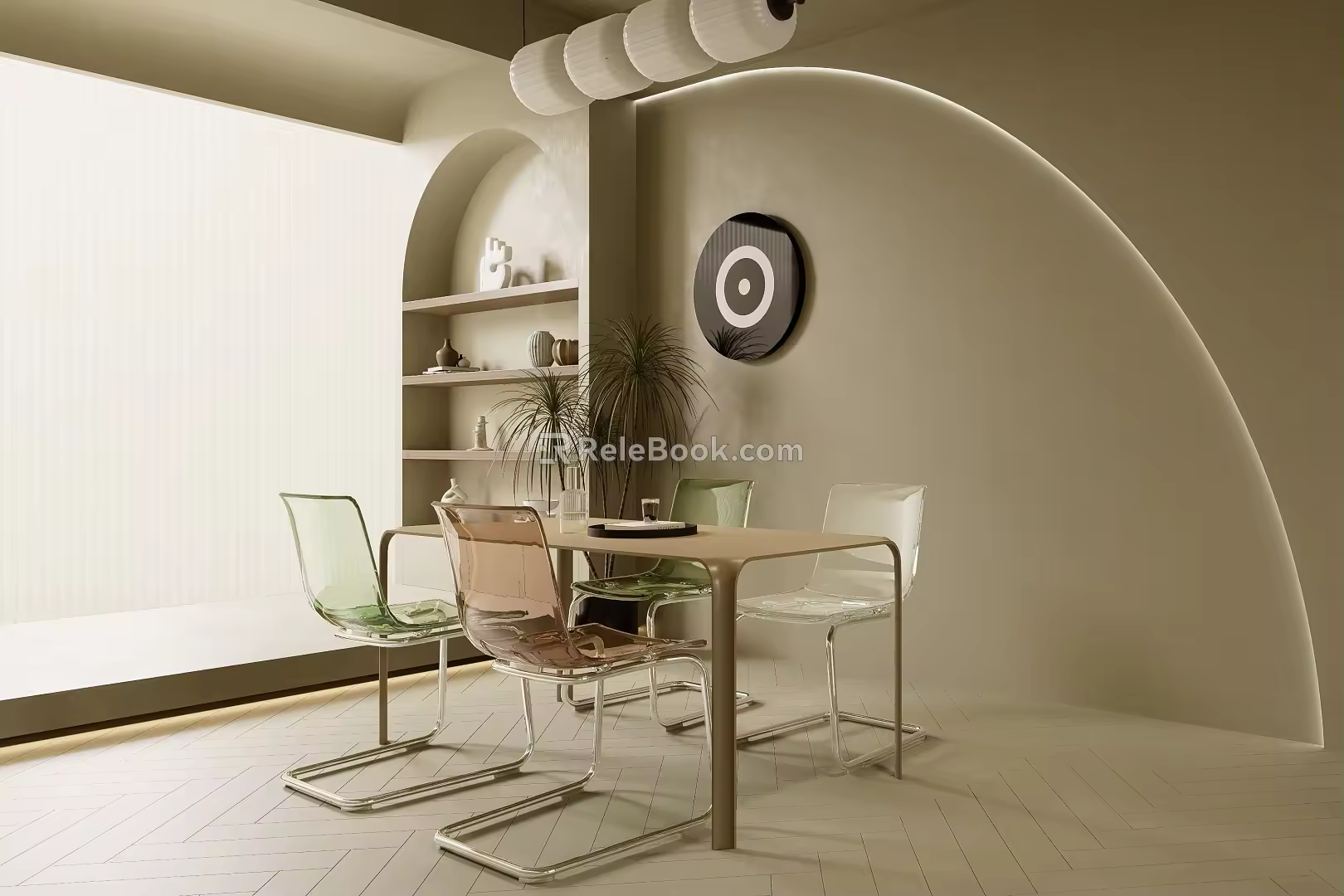 Acrylic combination dining table 3d model