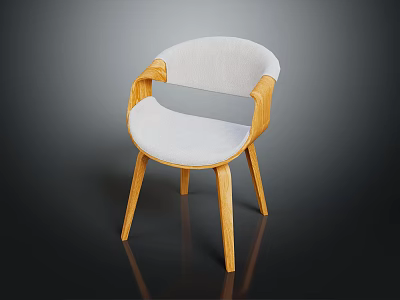 Modern Wooden Frame Chair With Light Fabric Seat And Backrest Design 3d model