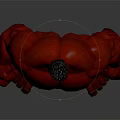Red Muscular Game Movie Character With Strong Build And Black Pants