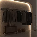 Hanging Clothes With Various Styles Colors And Plaid Patterns Wooden Storage Box Round Stools