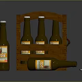 Wooden Beer Crate With Labeled Bottles And Fallen Bottle With Cap