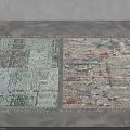 Two Square Rugs With Abstract Green Grey And Brown Red Color Patterns 3d model