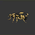 3D Insect Model With Yellow Black Spots Stripes Long Antennae And Legs