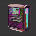 Modern Gaming PC Case With Transparent Side Panel Blue LED Fans And Internal Components 3d model