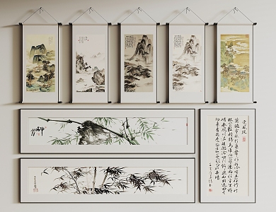 New Chinese Hanging Paintings 3d model