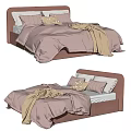 Comfortable Kids Bed With Pink Bedding Soft Pillows And Cozy Blanket