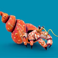 Spotted Orange Crab As Aquatic Animal With Vibrant Colors Unique Shell Pattern And Blue Background