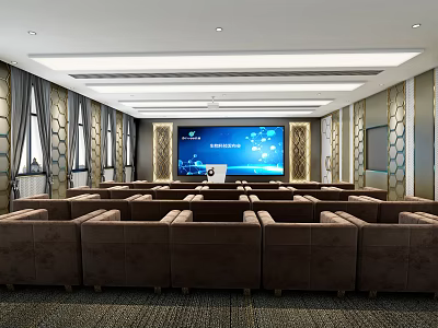 Conference Room Interior With Large Screen Comfortable Seats And Modern Lighting 3d model
