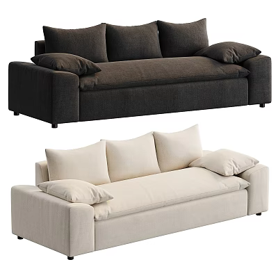 Modern Sectional Sofa With Dark Gray And Beige Upholstery And Decorative Throw Pillows 3d model