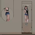 Modern Round Hanging Mirror and Floor Standing Full Length Mirror for Home Interior Design